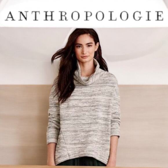 Anthropologie Saturday Sunday Cowl Gray Oversized Marl Pullover Sweater Size S - Picture 1 of 10